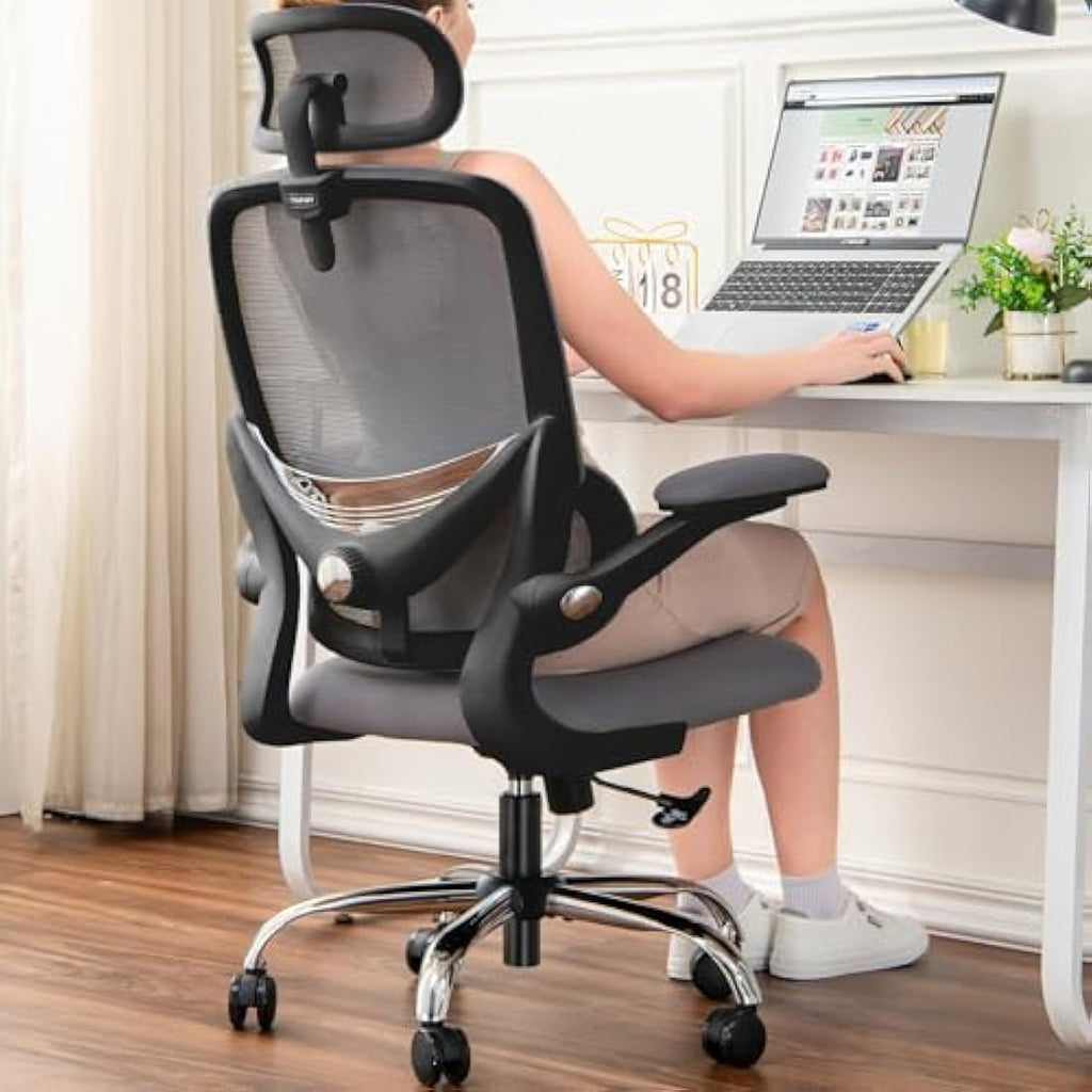 TONFARY Ergonomic Mesh Office Chair | Adjustable Lumbar & Flip-Up Arms