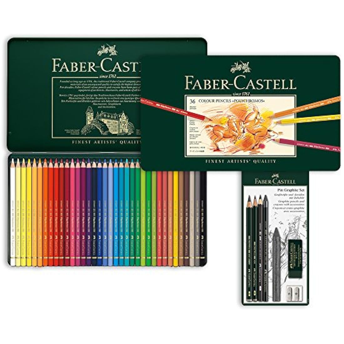 Faber-Castell Polychromos Coloured Pencils & Pitt Graphite Set - 36pc