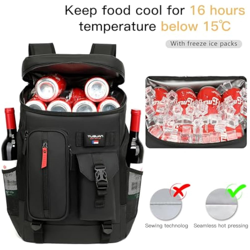 TUGUAN 30L Insulated Cooler Backpack | 36-Can Leak Proof Thermal Rucksack