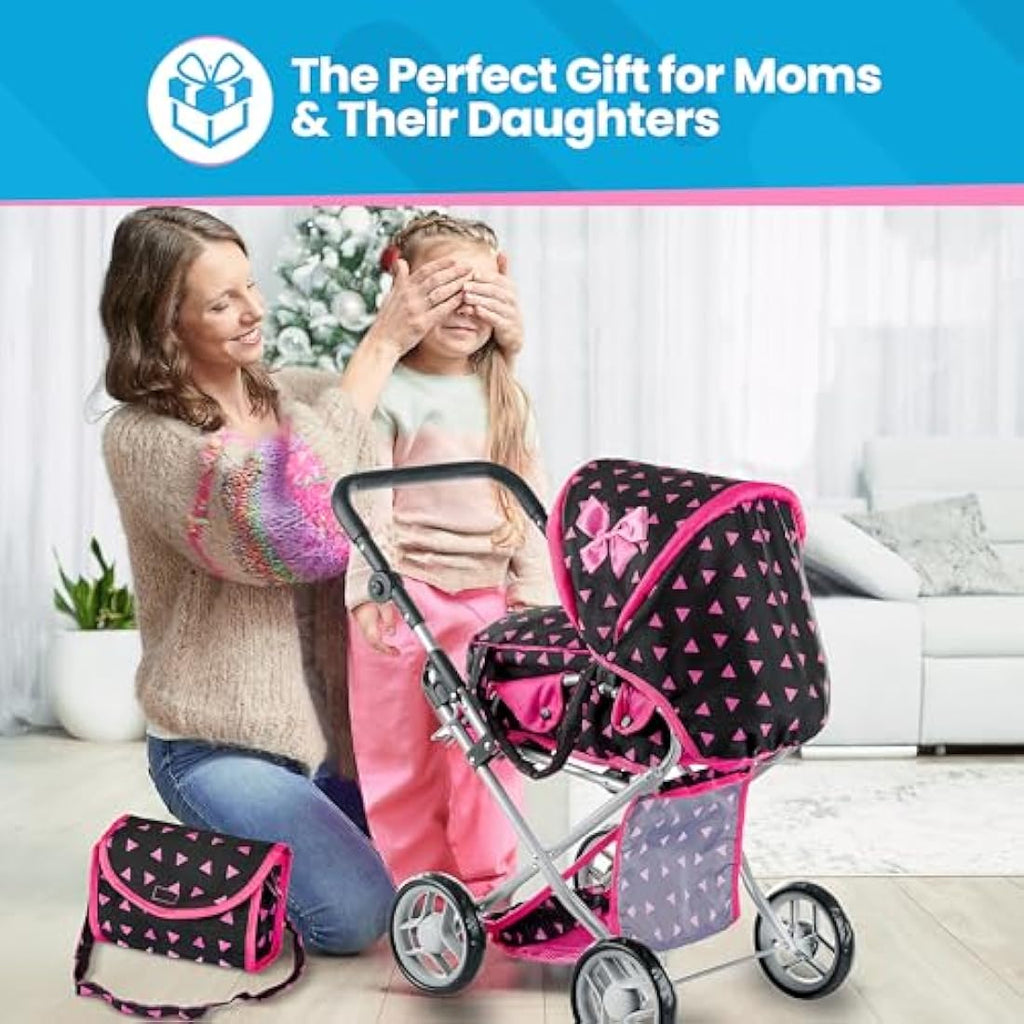 Kinderplay 3-in-1 Doll Pram – Adjustable Toy Stroller for Girls, KP0200R