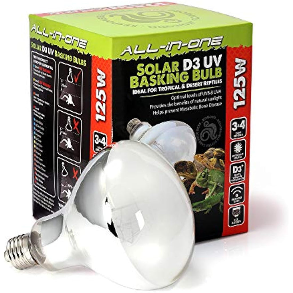 Komodo Solar D3 UV Basking Bulb – 125W Heat & Light for Reptiles