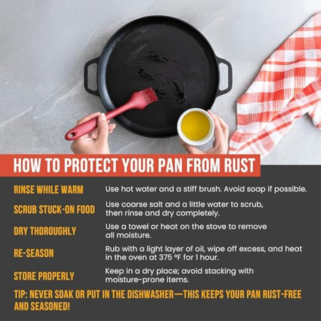 Chef Pomodoro 12-Inch Cast Iron Pizza Pan | Pre-Seasoned Griddle Skillet