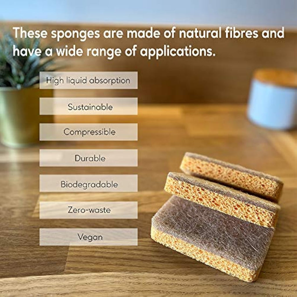 eplanita Natural Plant Based Scrub Sponges | 6 Pack Biodegradable Scourers