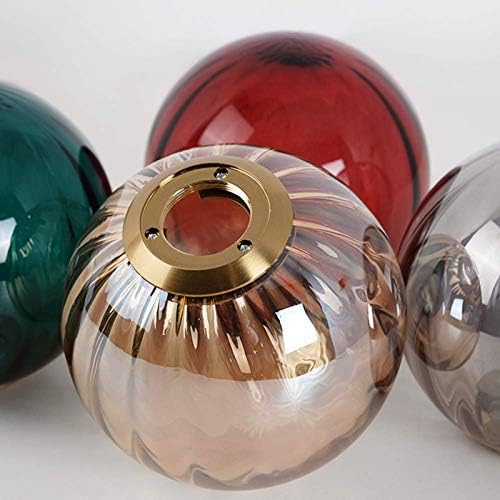 3-Light Brass Pendant Light | Blue Striped Glass Globe