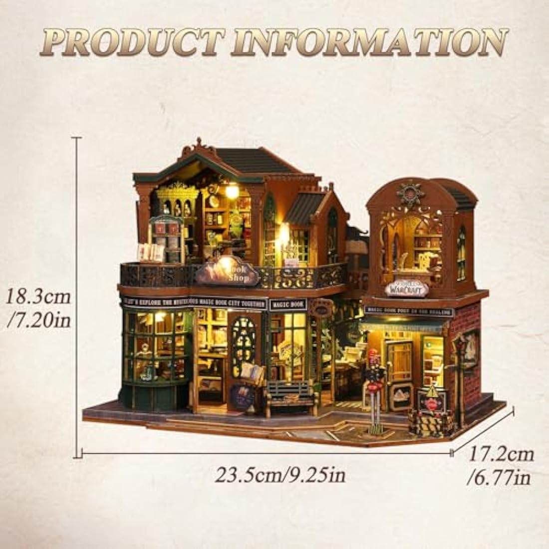 Mostop DIY Miniature Dollhouse Kit – Twilight Book City Wooden Model