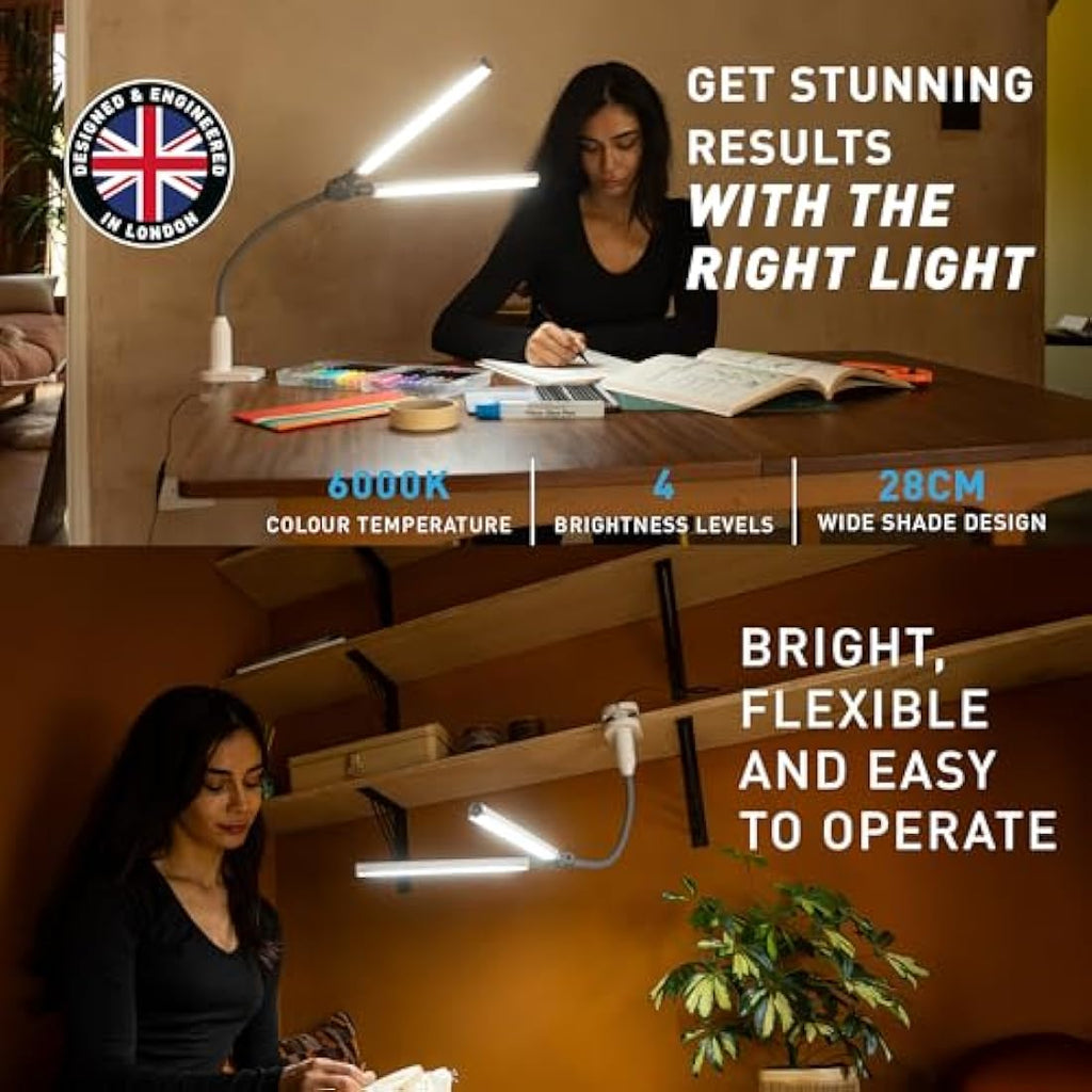 Jolof Store DuoPro LED Clamp Lamp – High CRI 95+ Double Head Design