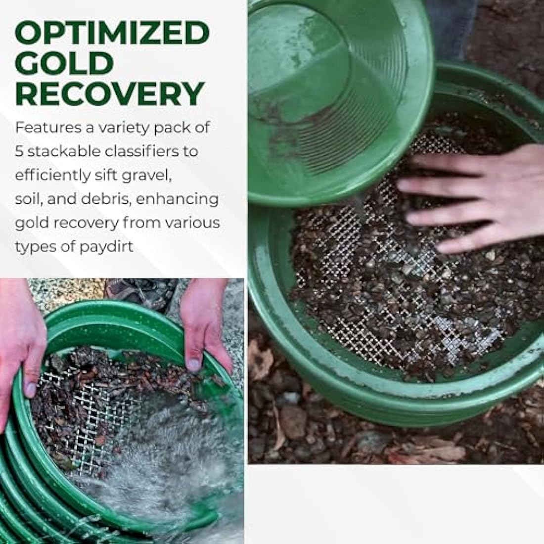 Gold Prospecting Pan Set – 5 Pack Stackable Mesh Classifiers