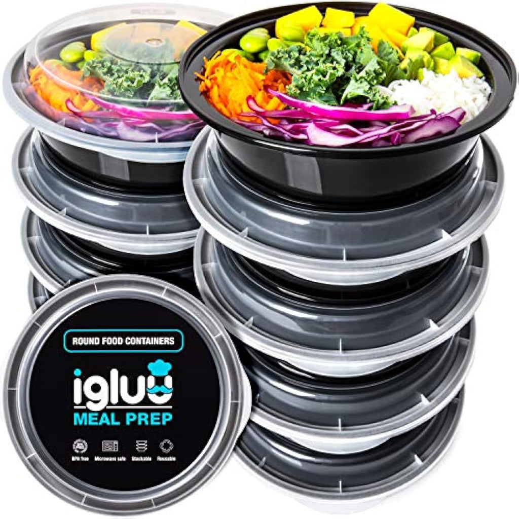Igluu Round Meal Prep Containers - 30 Pack Reusable 828ml BPA-Free
