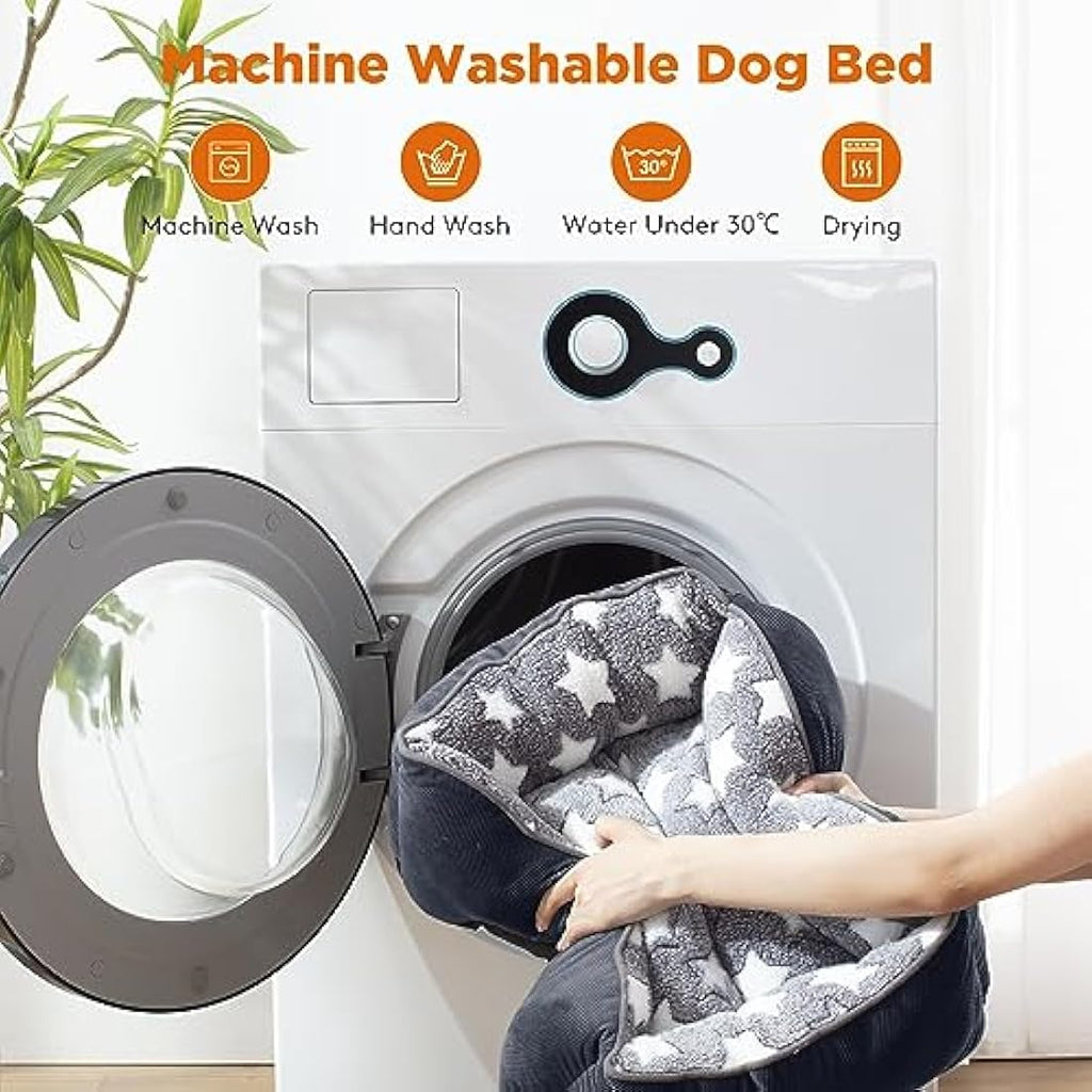 MIXJOY Large Dog Bed – Soft Plush Washable Pet Mat in Grey (76x61cm)