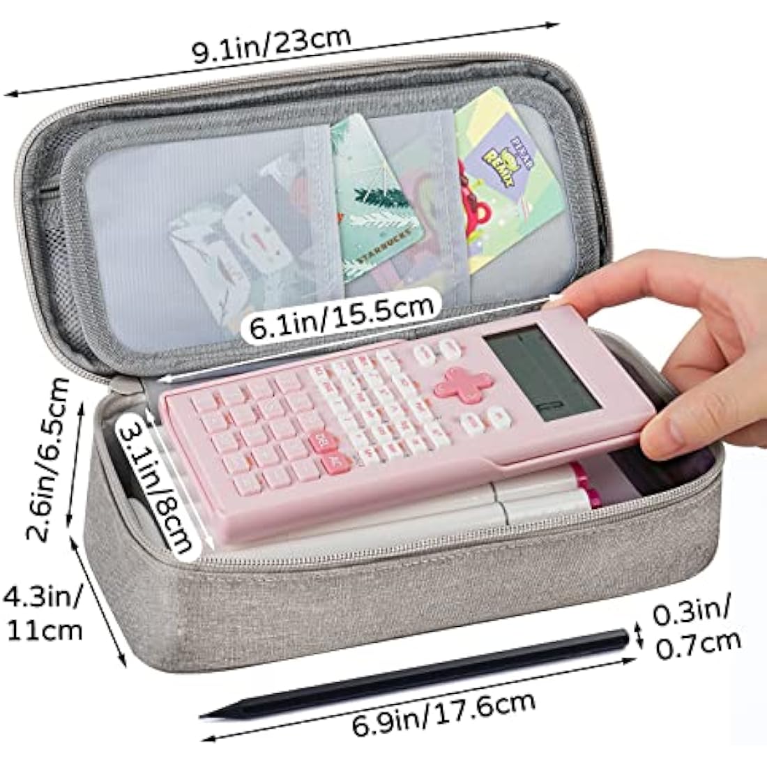 WEMATE Large Canvas Pencil Case | 5-Compartment High Capacity Pouch - Grey