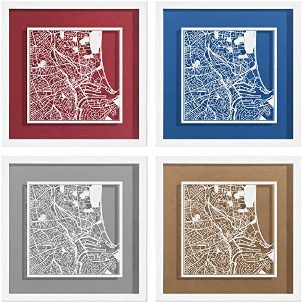 Aberdeen Paper Cut Map Wall Art | Jolof Store Framed Decor 23x23cm