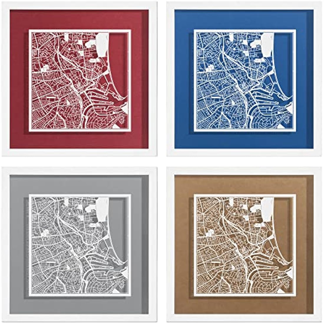 Aberdeen Paper Cut Map Wall Art | Jolof Store Framed Decor 23x23cm