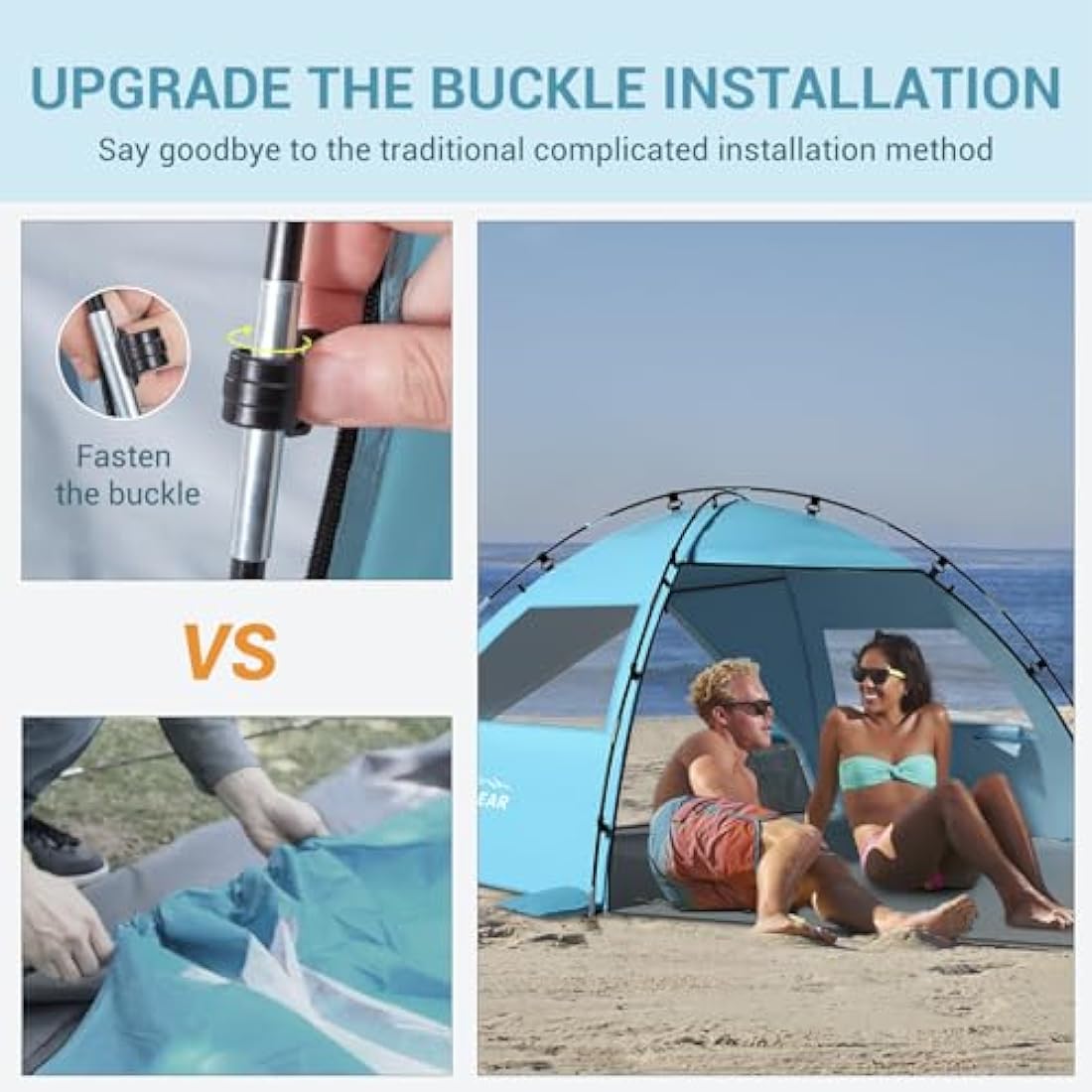 Elegear Beach Tent | 4-5 Person Sun Shelter with UPF 50+ Canopy