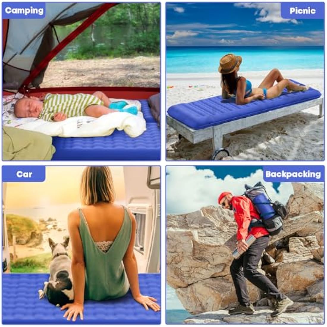 MAMBAKOTR Camping Sleeping Pad – Extra Thick Inflatable Mattress with Pump