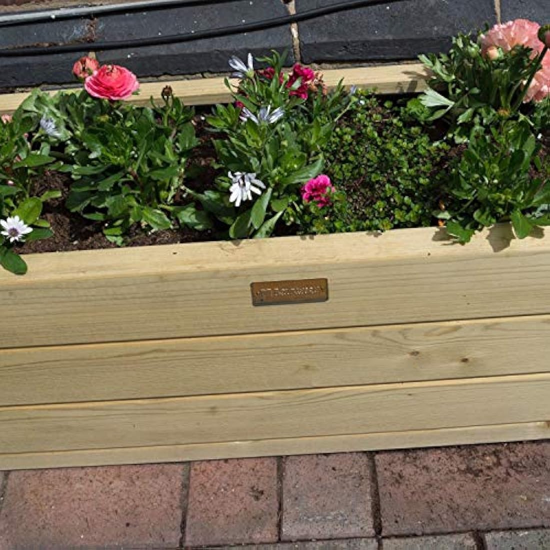 Rowlinson Marberry Patio Planter – 85L Wooden Garden Pot, Natural Timber