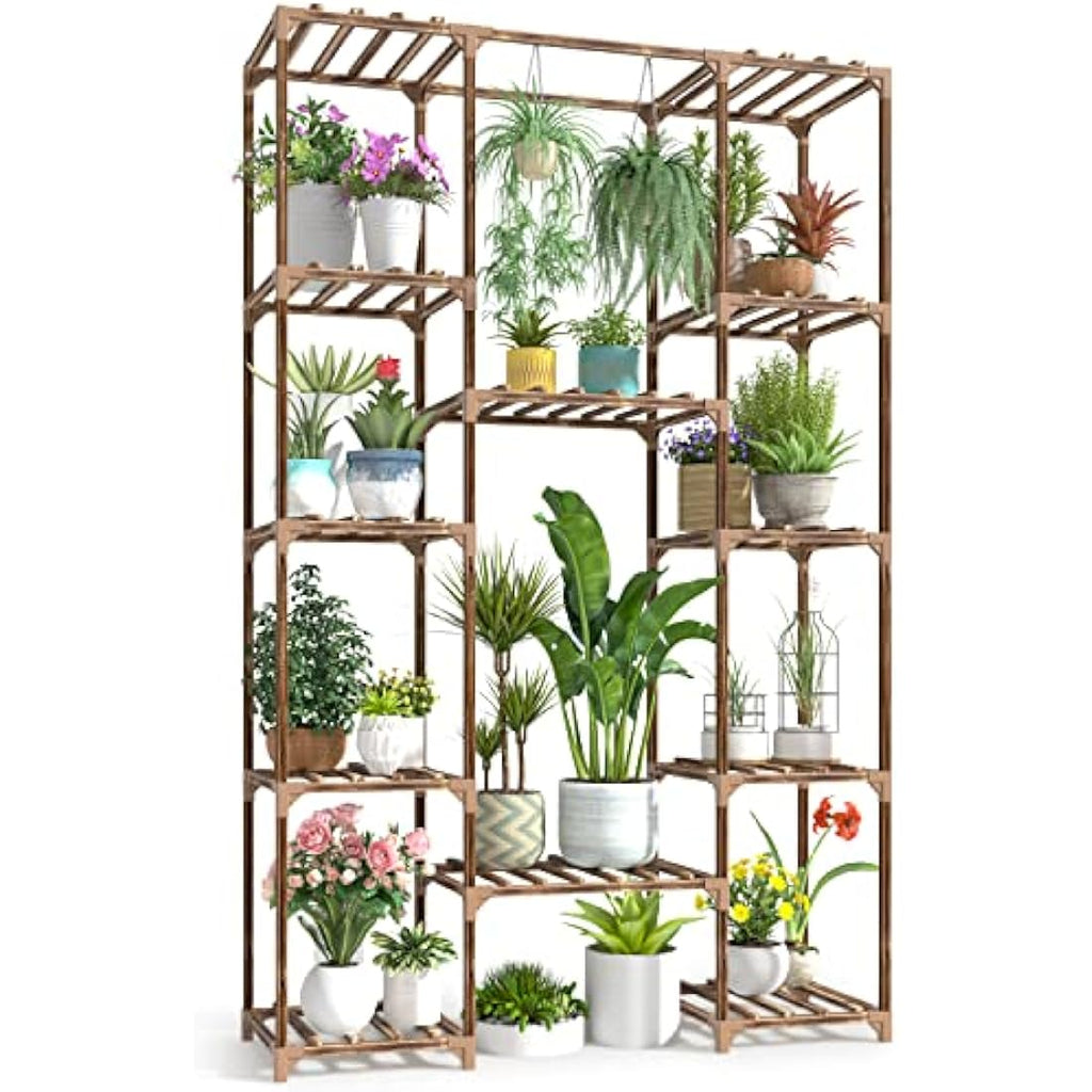 12-Tier Wood Plant Stand – 62.2" Tall Indoor Flower Shelf