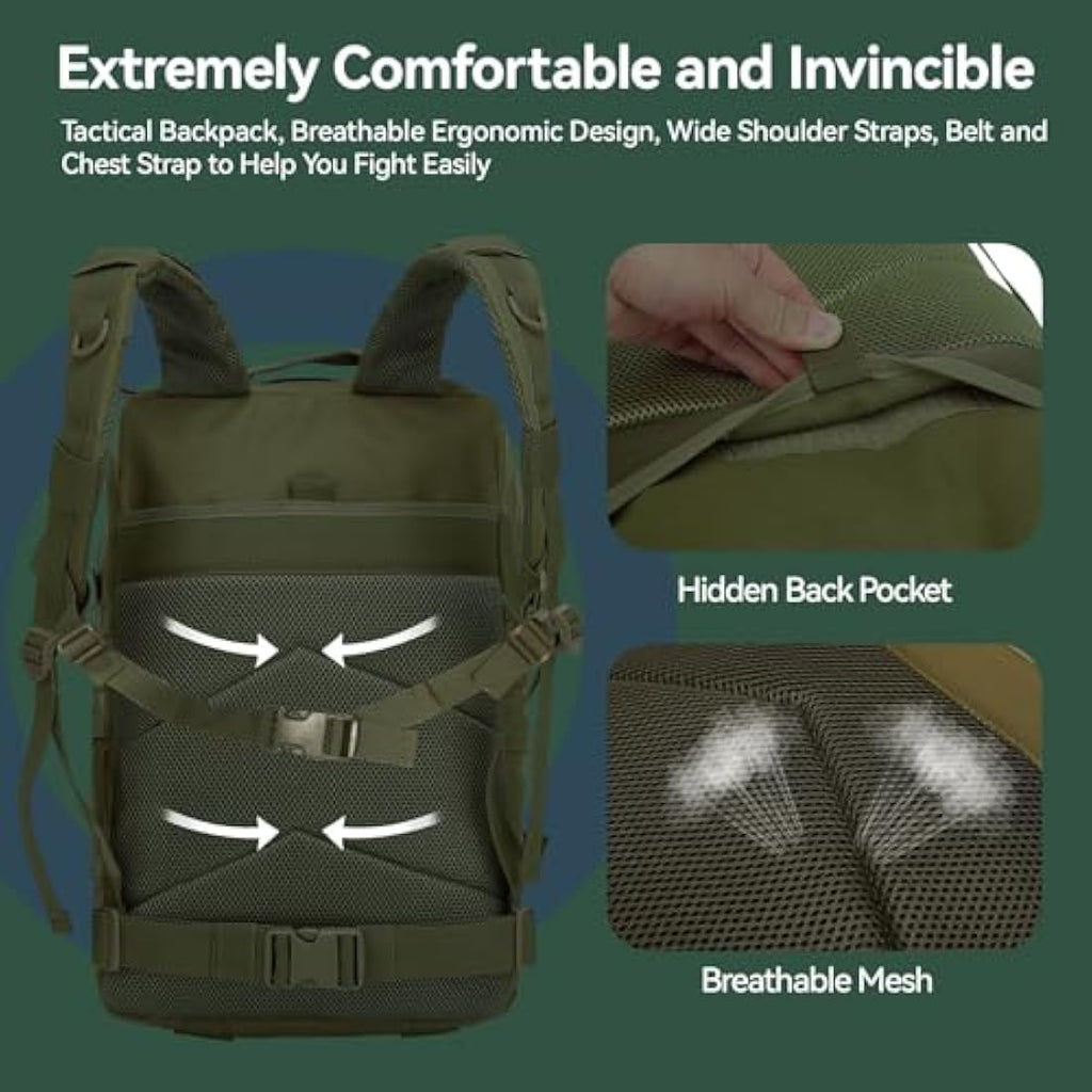 Delgeo 45L Military Tactical Backpack – Waterproof Molle Assault Pack