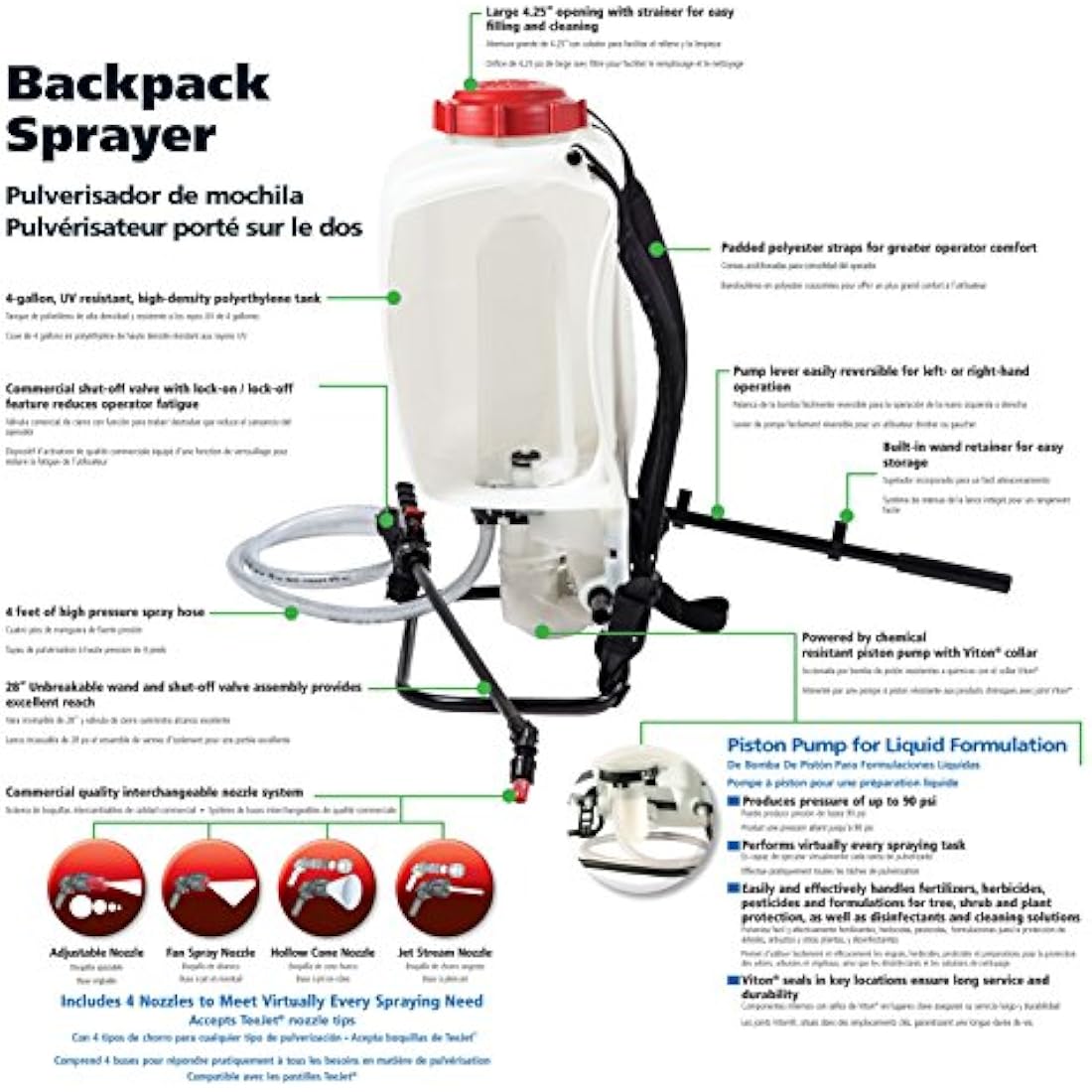 Solo 425 Professional Piston Backpack Sprayer | 4-Gallon, 90 PSI