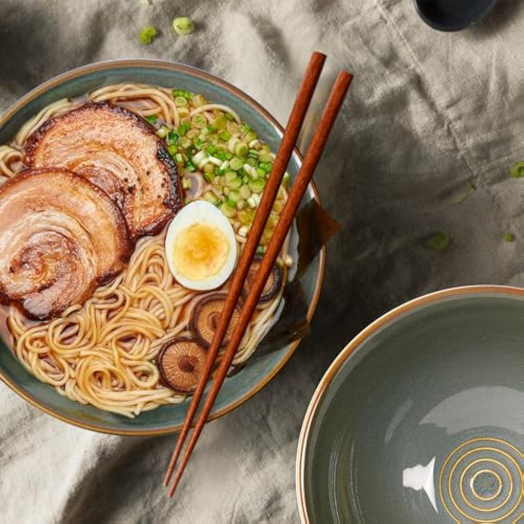 NUTRIUPS Ceramic Ramen Bowl Set of 2 - 1200ml Japanese Noodle Bowls