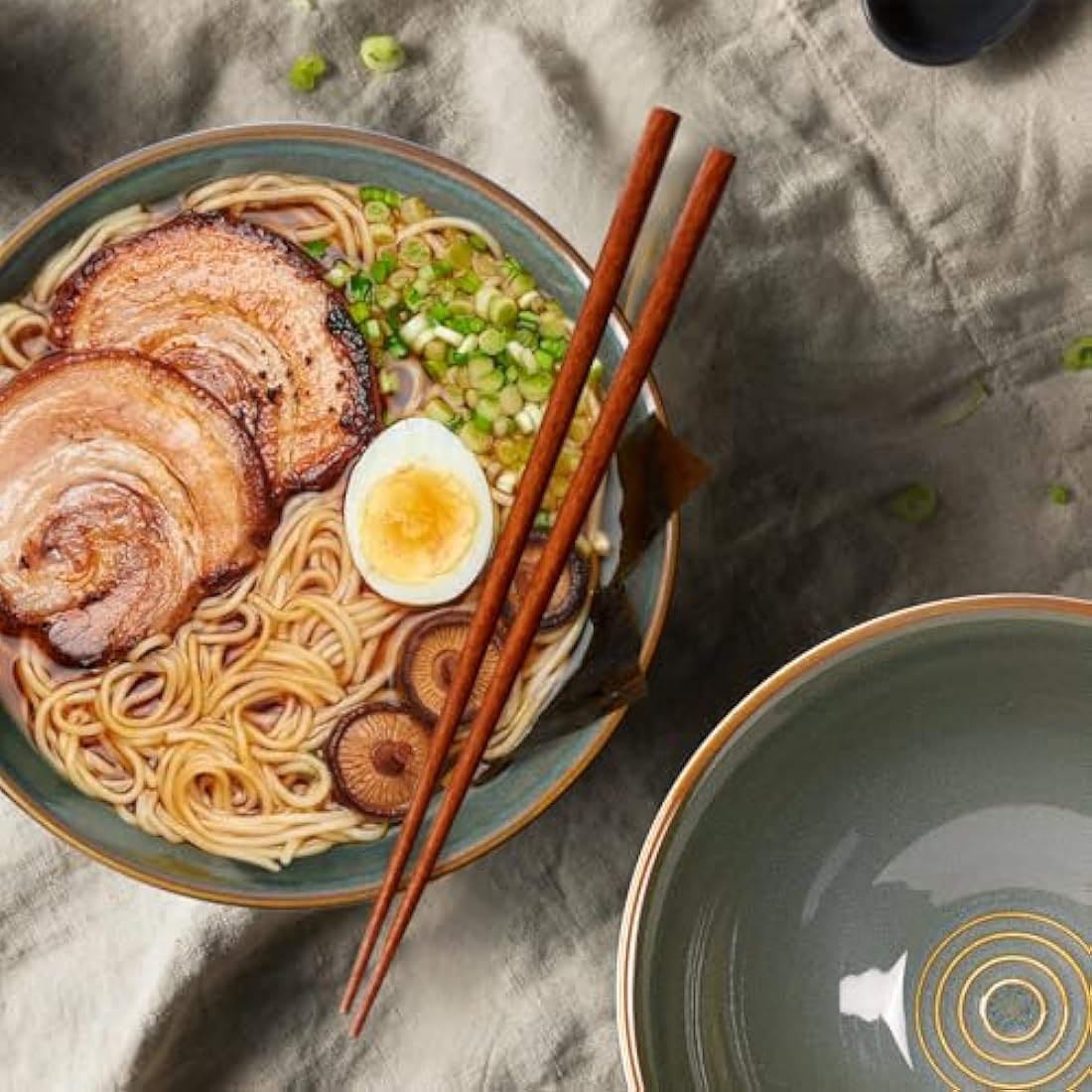 NUTRIUPS Ceramic Ramen Bowl Set of 2 - 1200ml Japanese Noodle Bowls