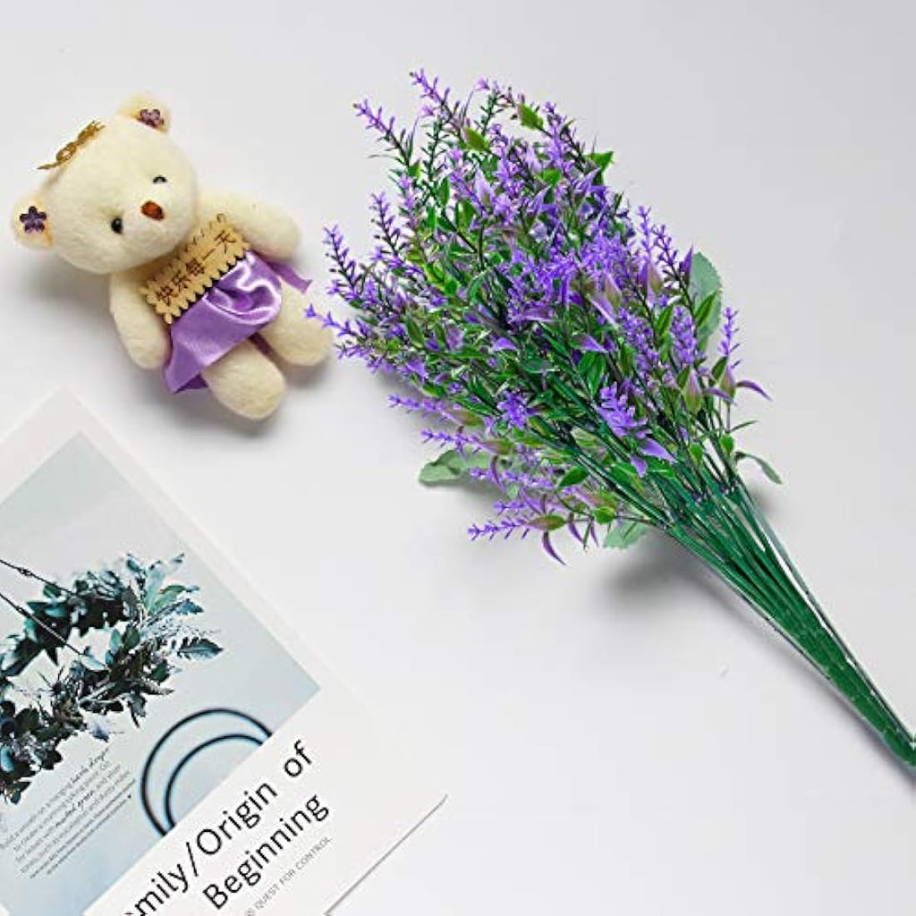 Artificial Lavender Flowers – 6 Pack UV Resistant Faux Purple