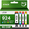 LIFOR 924 Ink Cartridges for HP OfficeJet Pro 8120e 8130e | 4 Pack No Chip