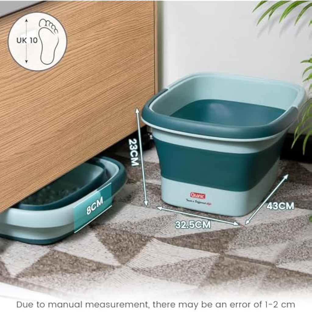 DEANIC Collapsible Foot Spa Bath with Massager and Carry Handle - Blue