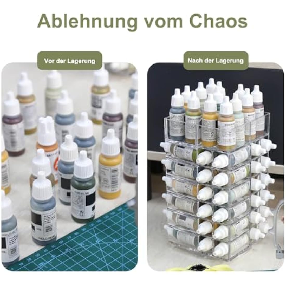 Evemodel 6-Tier Acrylic Spinning Paint Rack Organizer - 84 Bottle Holder