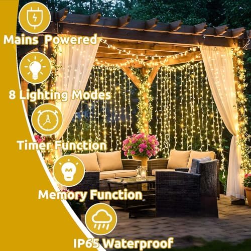 Jolof Store 600 LED Curtain Fairy Lights | 6m x 3m Waterproof Warm White