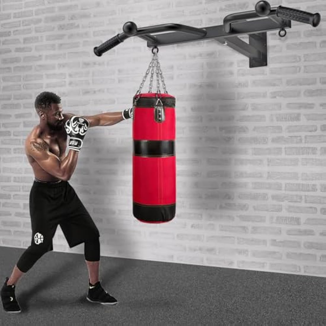Kipika Wall Mounted Pull Up Bar – Heavy Duty 5-Grip Home Gym System