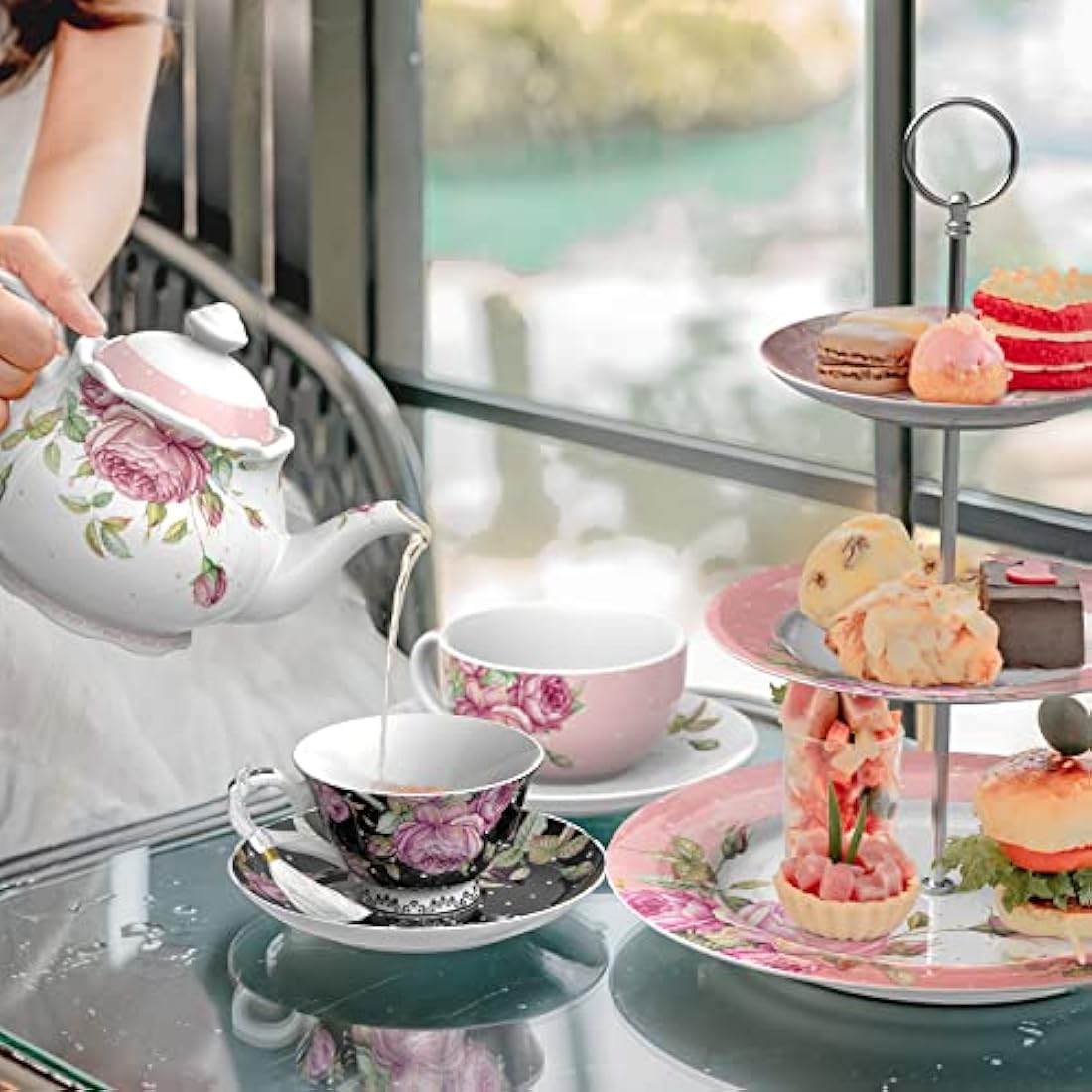 London Boutique Vintage Flora Porcelain Tea Cup and Saucer Set - 200ml