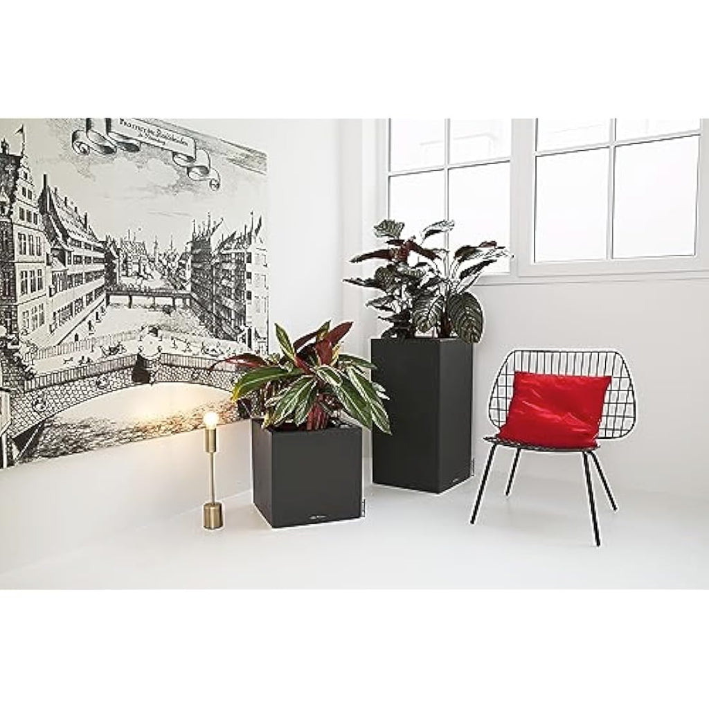 Lechuza CANTO Stone 40 High Self-Watering Planter | Graphite Black
