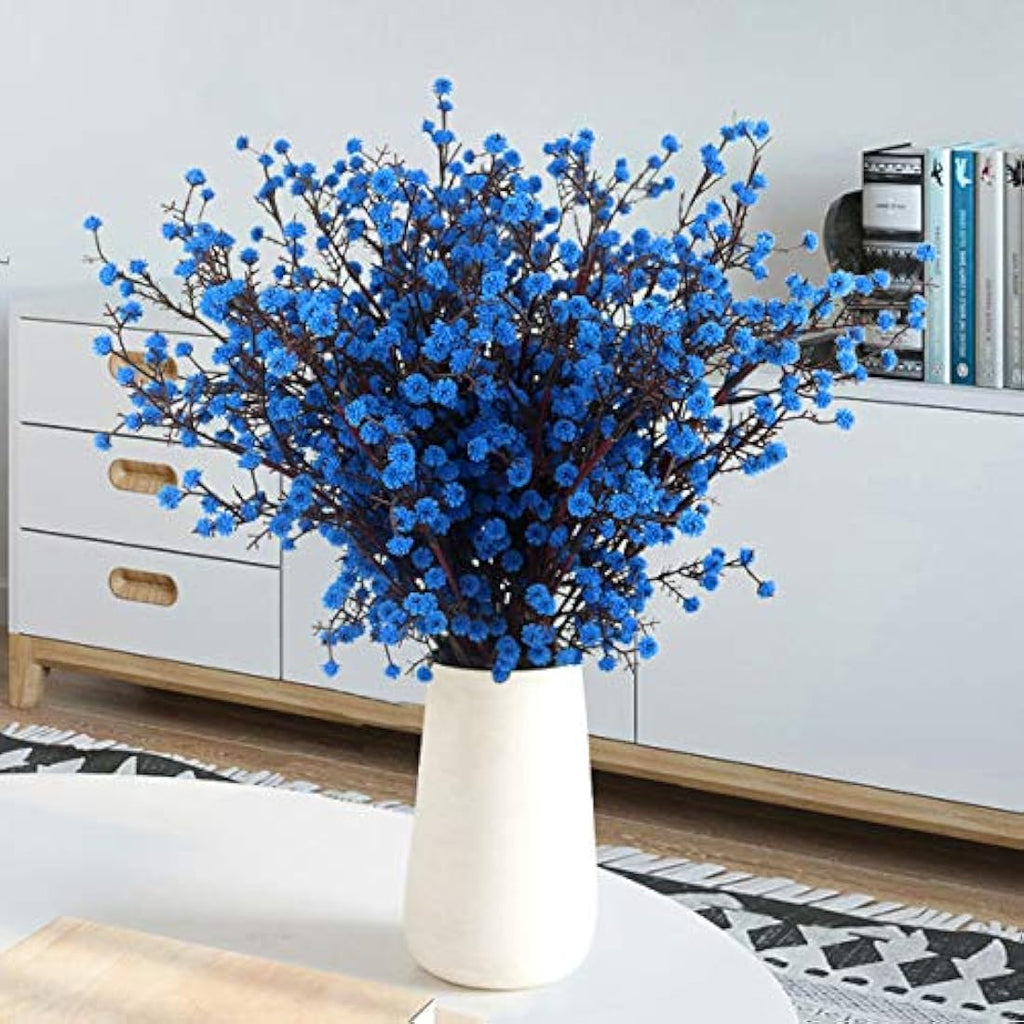 Blue Baby's Breath Artificial Flowers – 4 PCS Real Touch PU