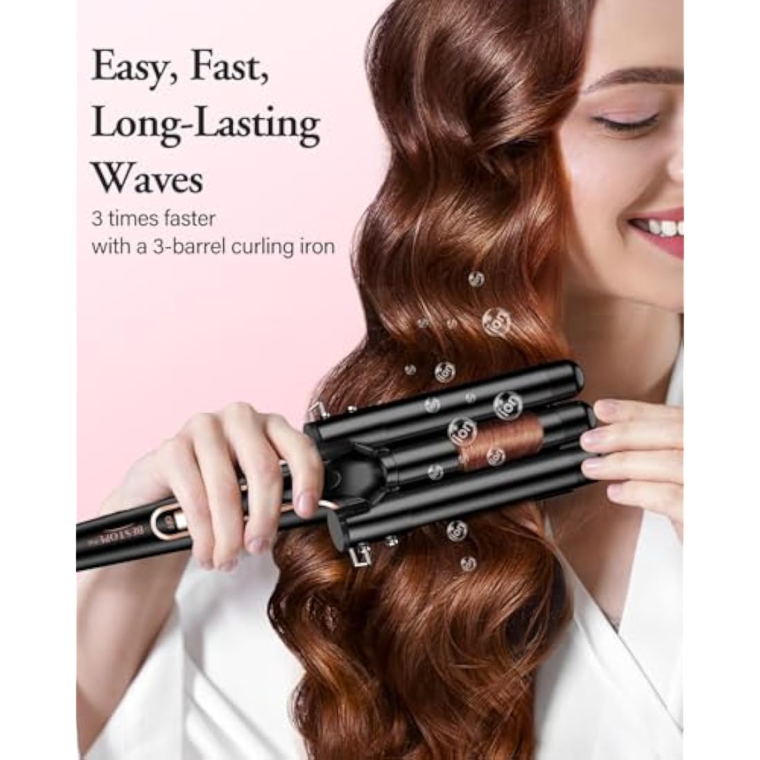 BESTOPE PRO 5-in-1 Hair Curler & Beach Waver Set | 9-32mm Ceramic Wand
