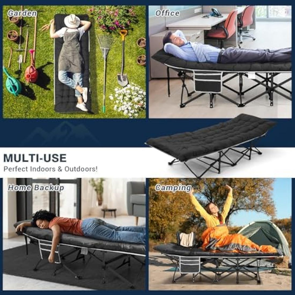 Overmont Heavy Duty Folding Camping Cot | 550lbs Capacity Portable Bed