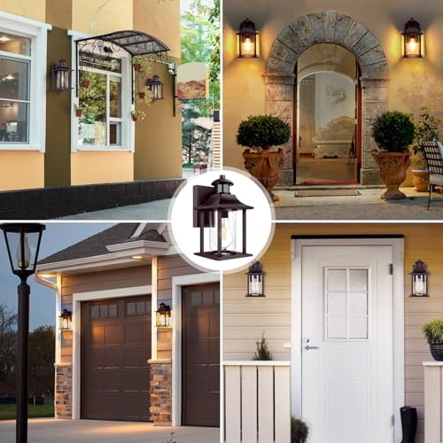 Lamomo Outdoor Motion Sensor Wall Light | Brown Aluminum Security Lantern