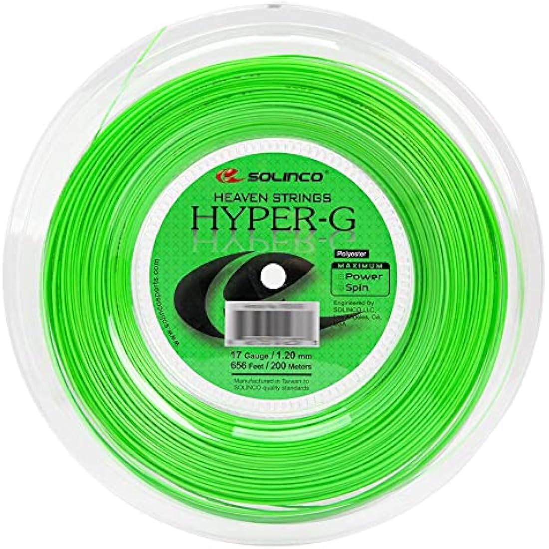 Solinco Hyper-G Tennis String Reel | 16L 1.25mm Co-Polyester - Green
