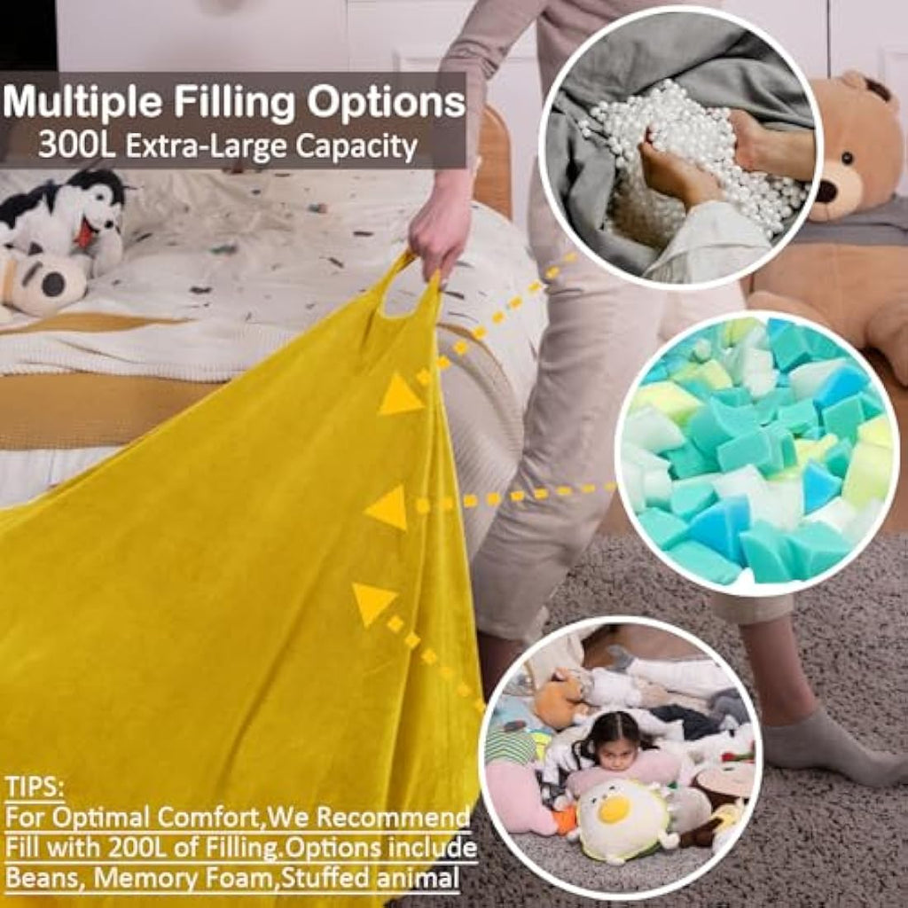 Nobildonna Corduroy Bean Bag Chair Cover | 300L Stuffed Animal Storage