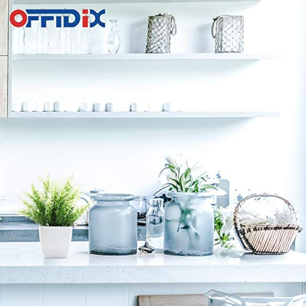 OFFIDIX Artificial Green Plant with Square Vase – Faux Potted Decor