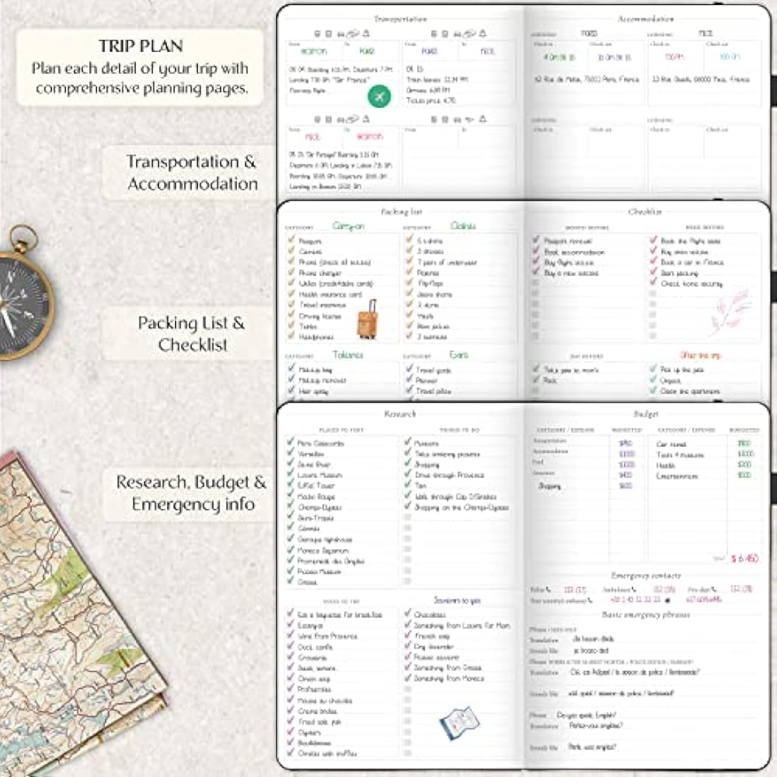 Legend Travel Planner – A5 Eco-Leather Vacation Itinerary & Journal, Black