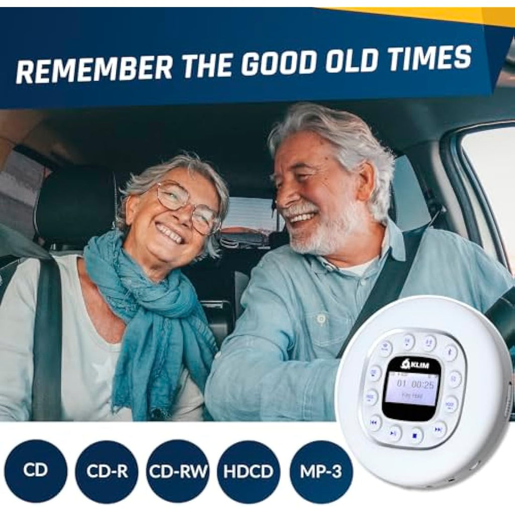 KLIM Journey Portable CD Player – Bluetooth & FM Transmitter for Cars