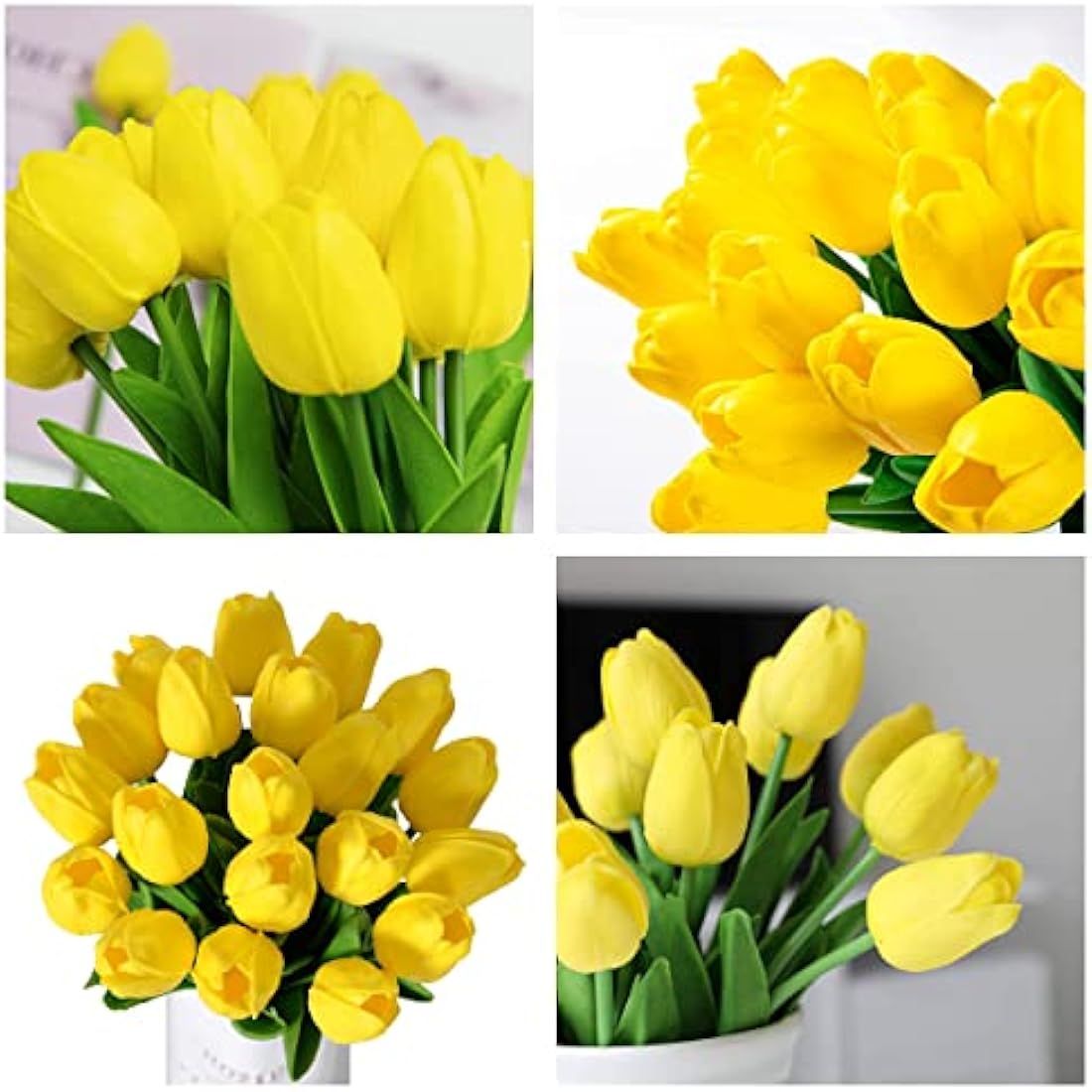 10 Pcs Real Touch Artificial Tulips – Yellow Latex Flowers