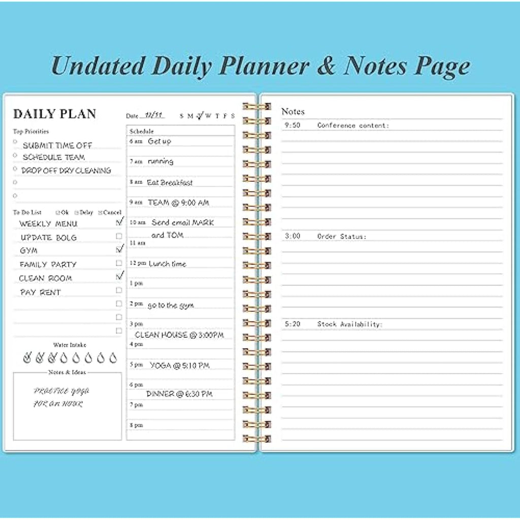 Jolof Store Undated Daily Planner – A5 Hourly Schedule & To Do List Notebook