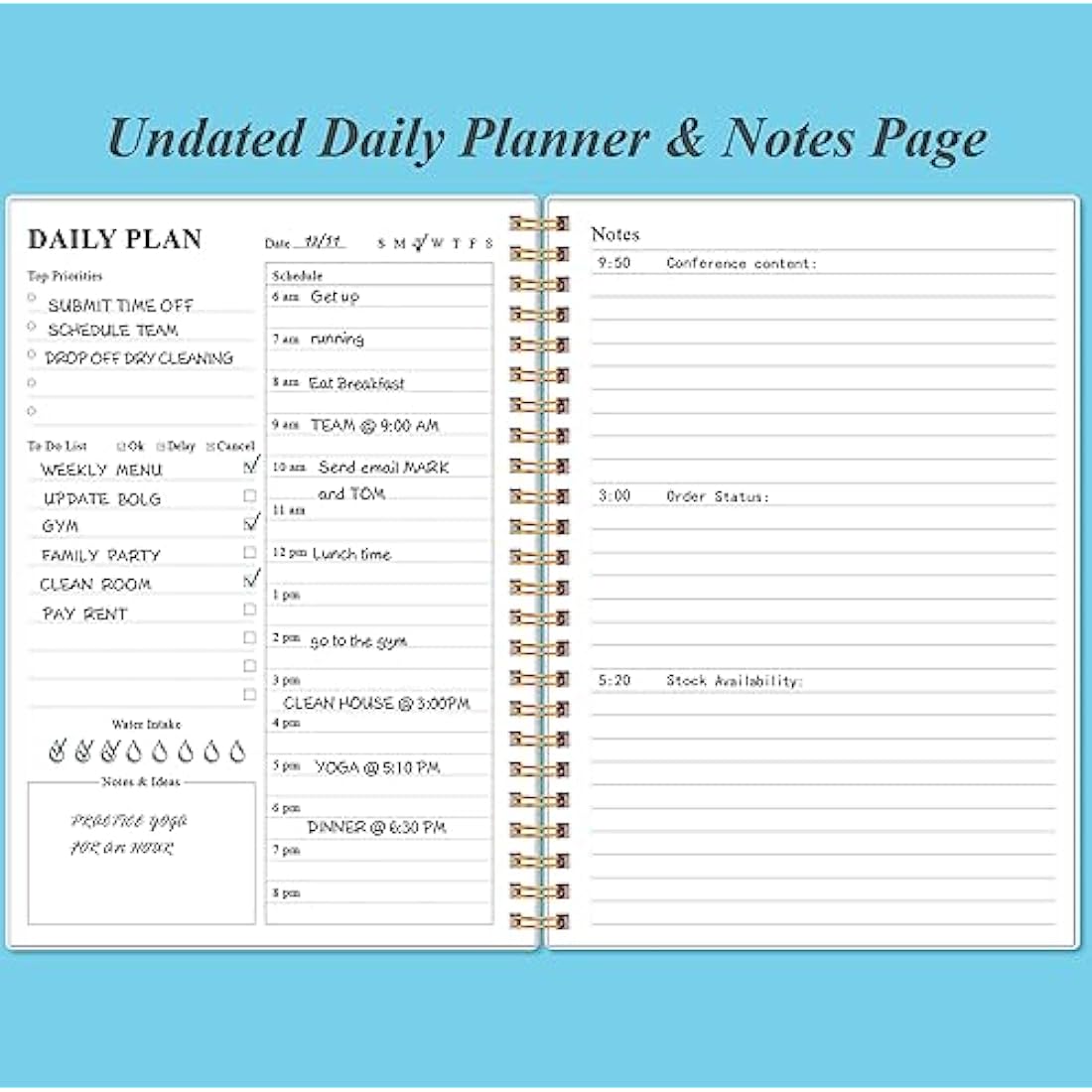 Jolof Store Undated Daily Planner – A5 Hourly Schedule & To Do List Notebook