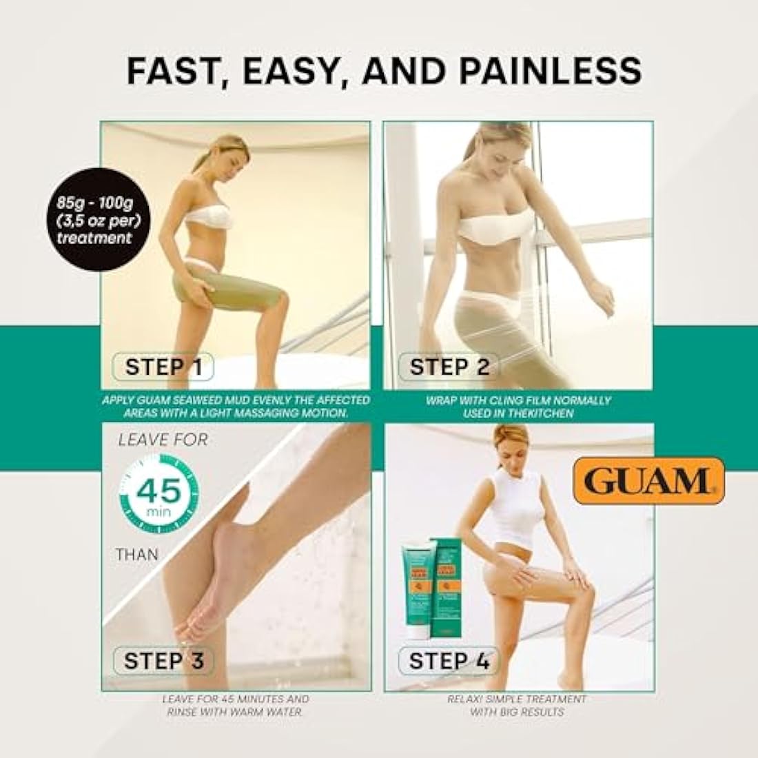 GUAM Seaweed Mud Anti-Cellulite Cooling Wrap - Firming Treatment 1kg