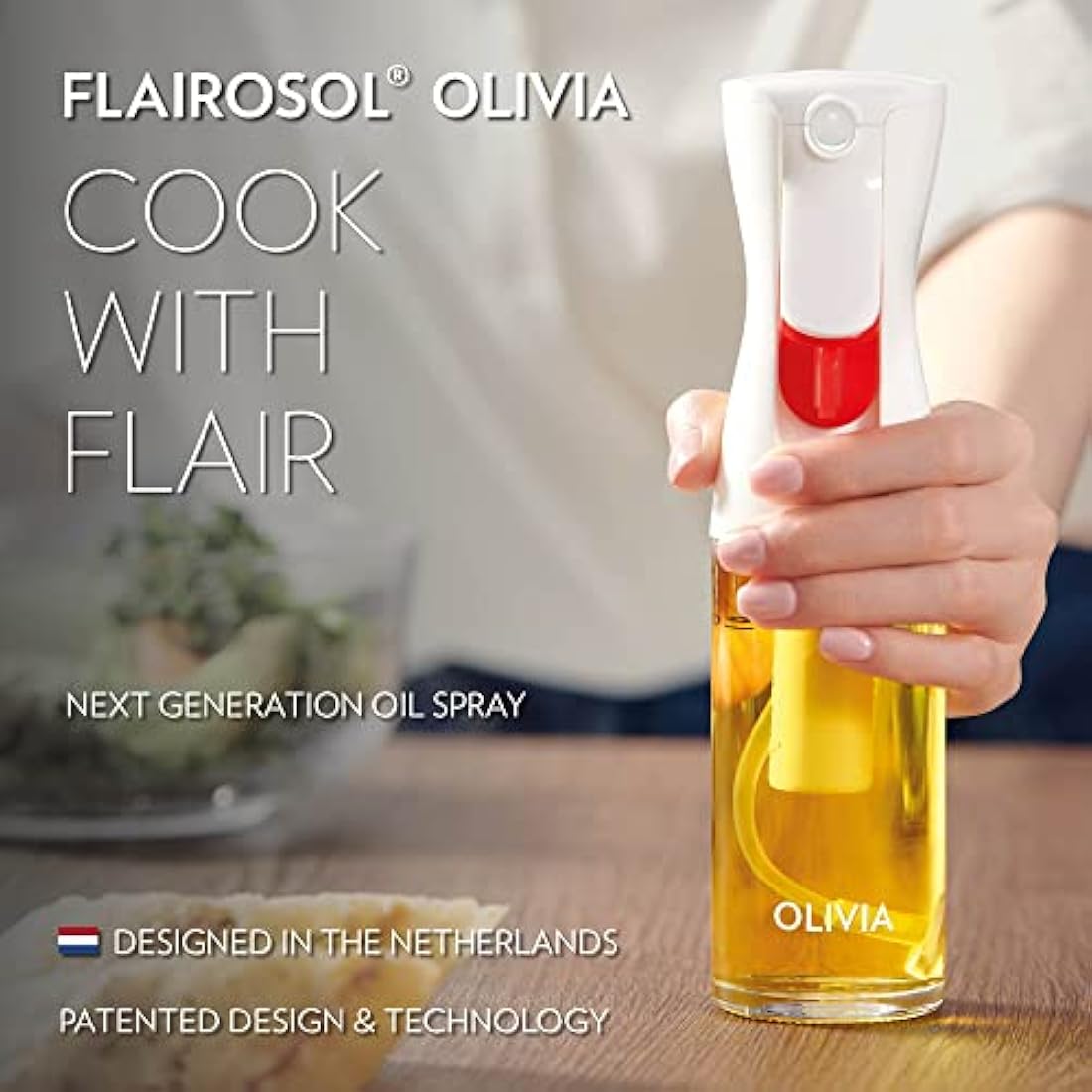 Flairosol Olivia Oil Sprayer – 130ml Glass Bottle for Cooking & BBQ