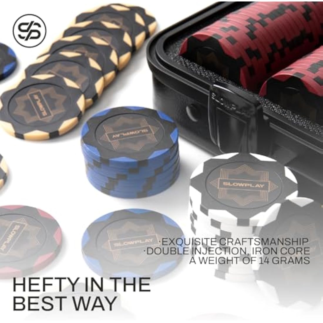 SLOWPLAY Nash 500 PCS Clay Poker Chips Set with Polycarbonate Case