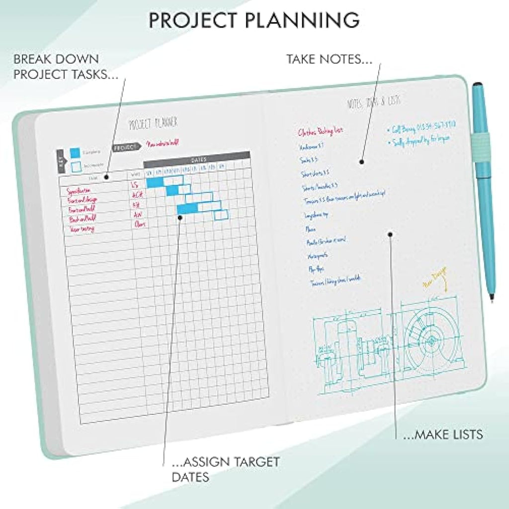 LUX Productivity Classic Undated Weekly Planner – Duck Egg Blue PU Leather