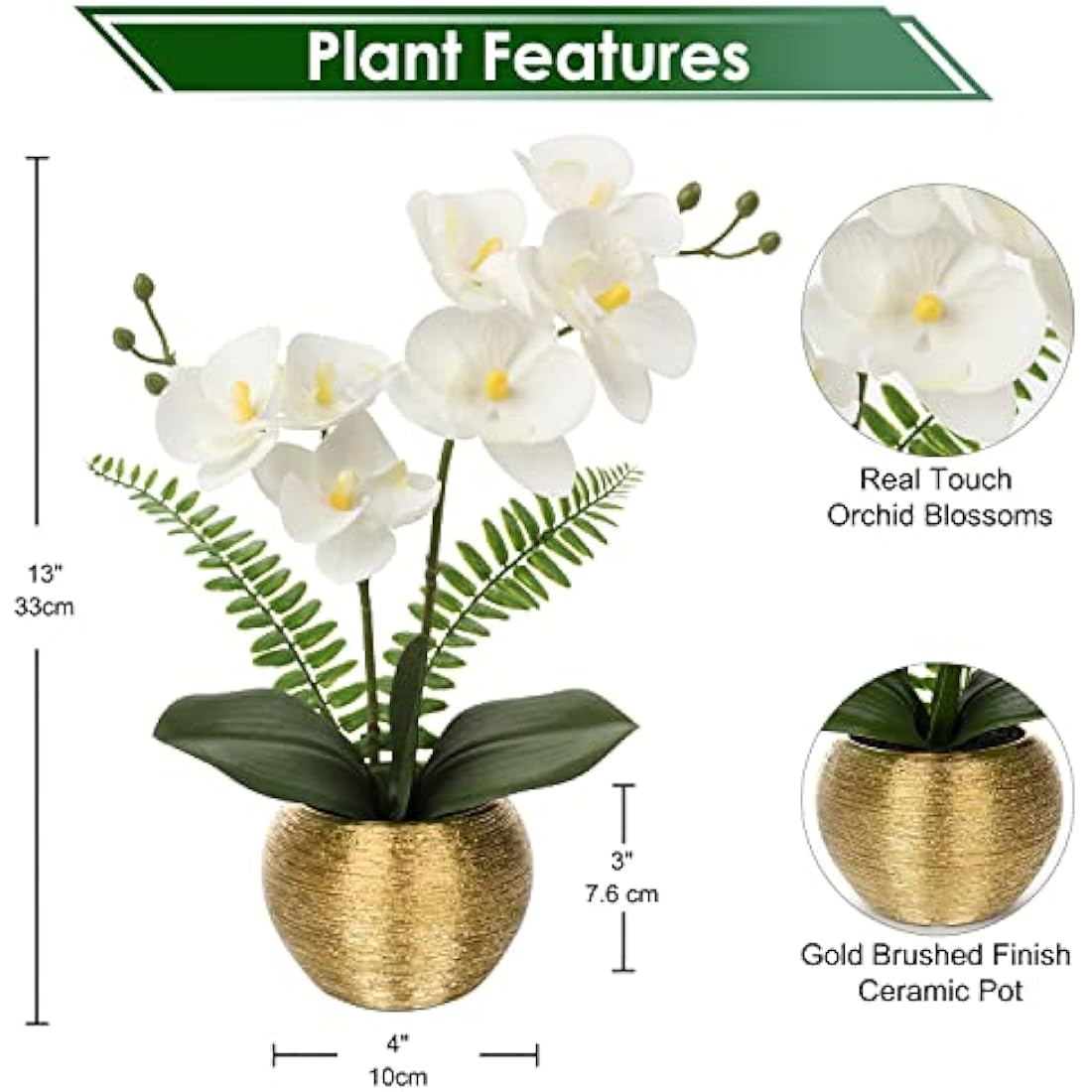 White Artificial Orchid Plant | Real Touch Potted Flowers