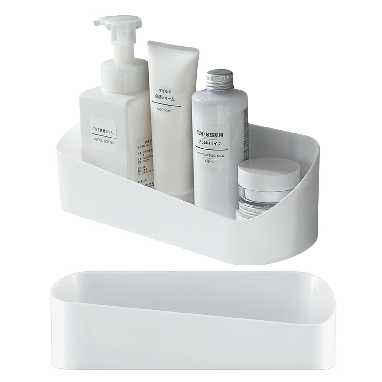 Bncxdc 2-Piece Plastic Shower Caddy – Self-Adhesive Bathroom Shelf Holder